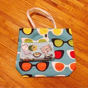 Estée Lauder Lisa Perry Canvas Tote Bag and Cosmetic Bag Bundle Reusable NWOT